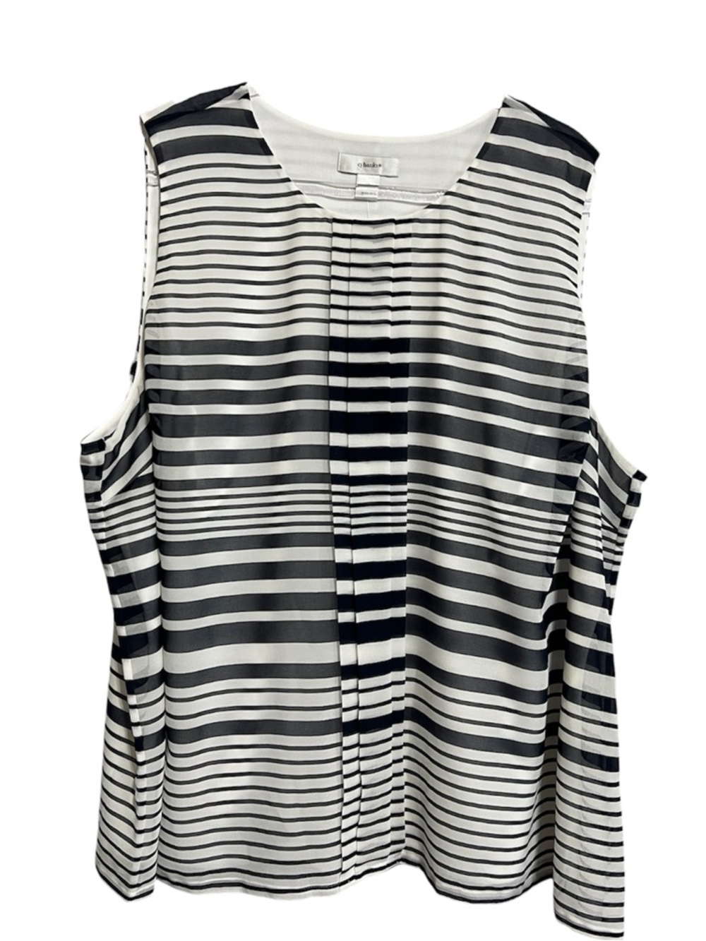 CJ Banks Sleeveless Striped Black & White Sleeveless Lined Blouse Size 3X